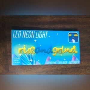 Rise and Grind Led Neon Light yellow blue.
